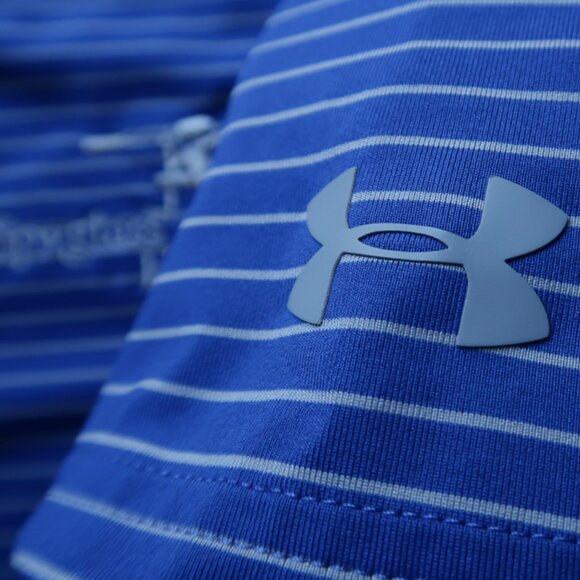 Spyglass Hill Under Armour Blue Striped Stretch Polo (L) ⛳️ ⛳️ - Picture 3 of 8